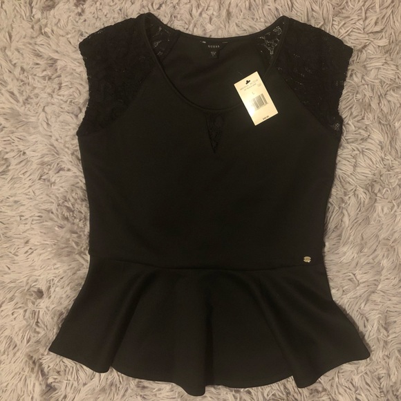 Guess Tops - Guess Black Peplum Top - L